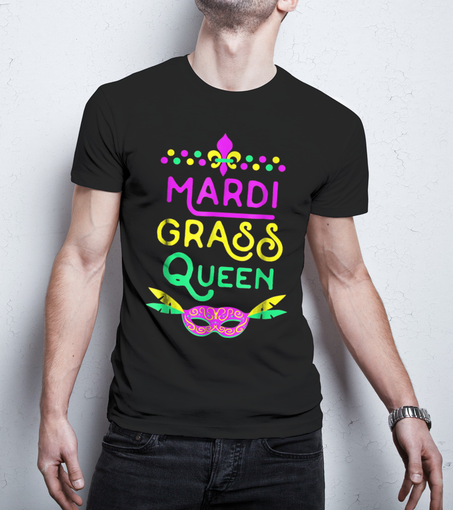 Mardi Gras Queen Mask Costume Party Funny Fleur-de-Lis T-Shirt