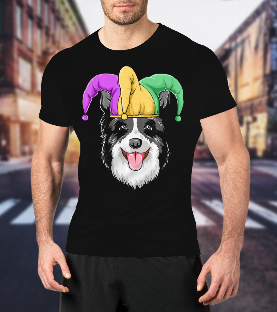 Mardi Gras Jester Hat Collie Carnival T-Shirt