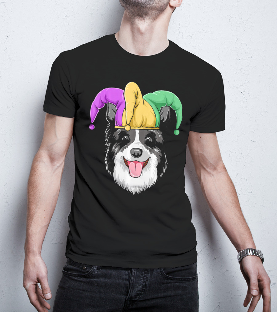 Mardi Gras Jester Hat Collie Carnival T-Shirt