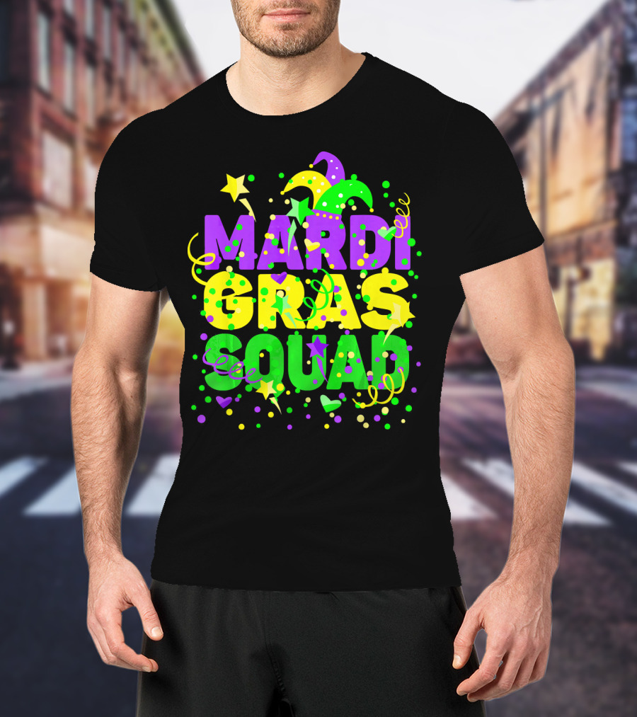 Mardi Gras Squad Stars And Celebration Elements T-Shirt