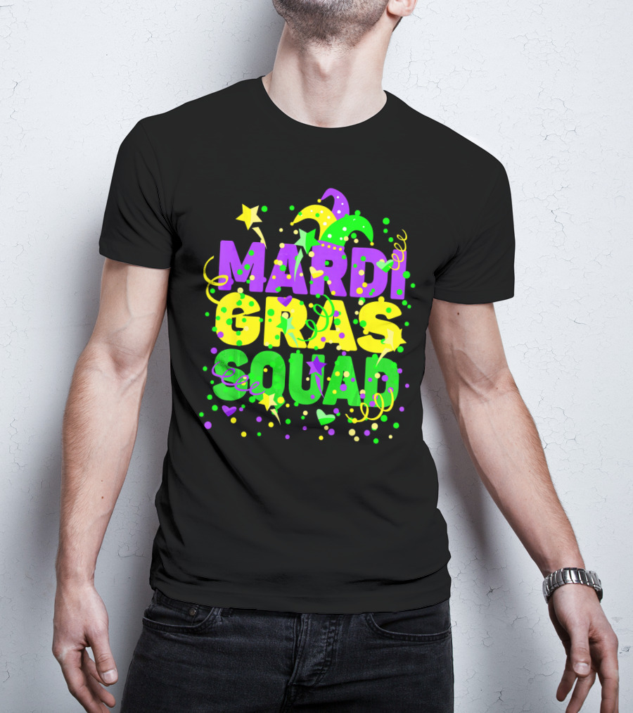 Mardi Gras Squad Stars And Celebration Elements T-Shirt