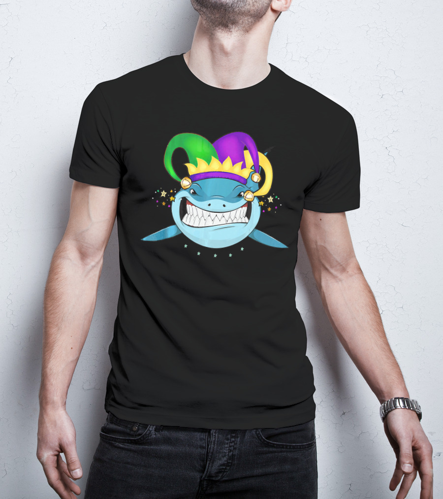 Shark Mardi Gras Jester Hat Festival For Boys And Girls T-Shirt