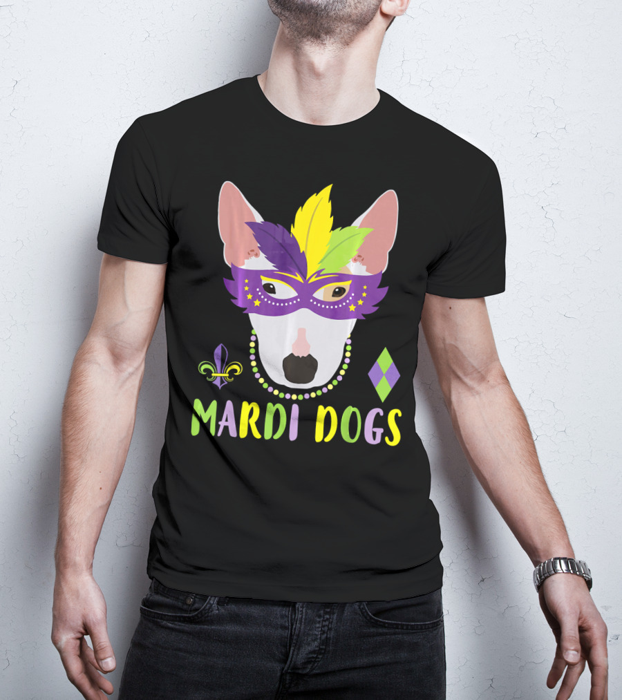 Bull Terrier Mardi Gras Costume Mardi Dogs T-Shirt