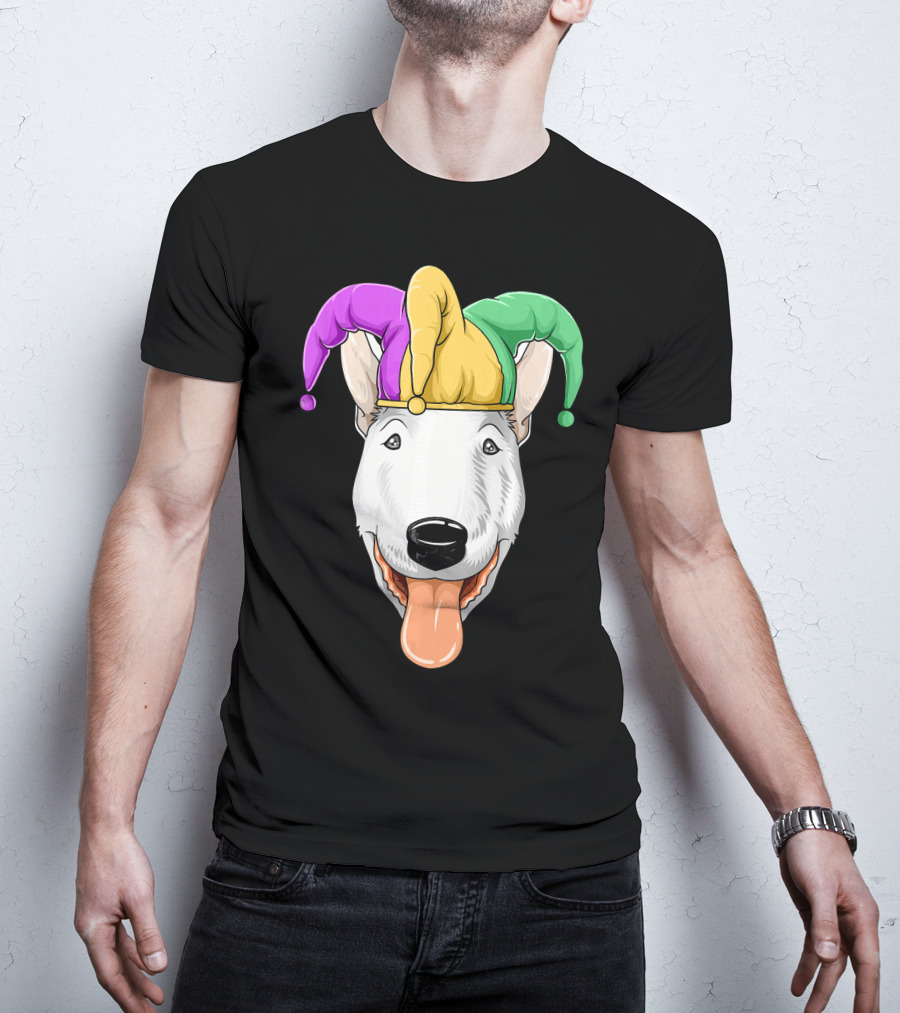 Mardi Gras Bull Terrier Jester Hat Carnival Bul T-Shirt