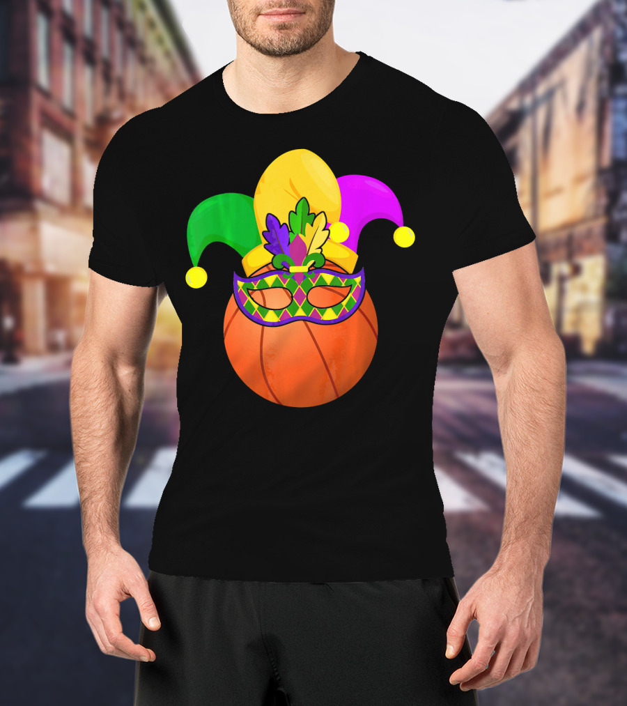 Basketball Carnival Mardi Gras Mask Jester Hat T-Shirt