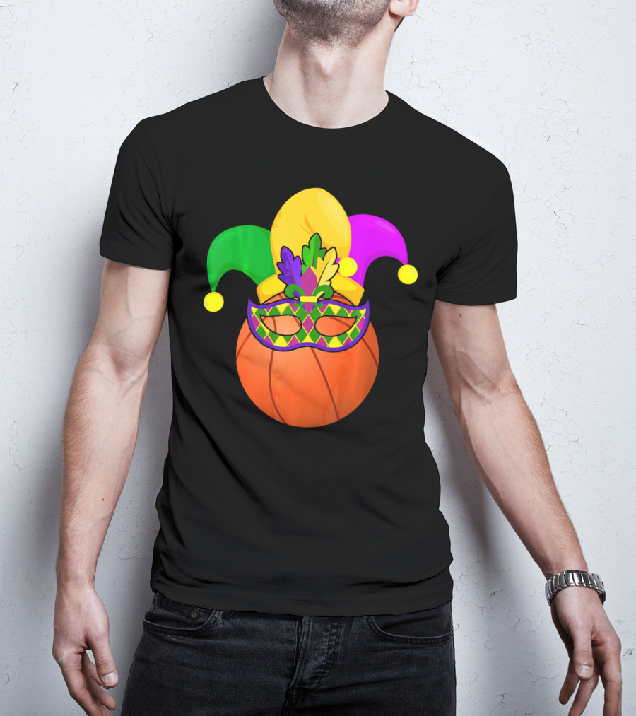 Basketball Carnival Mardi Gras Mask Jester Hat T-Shirt