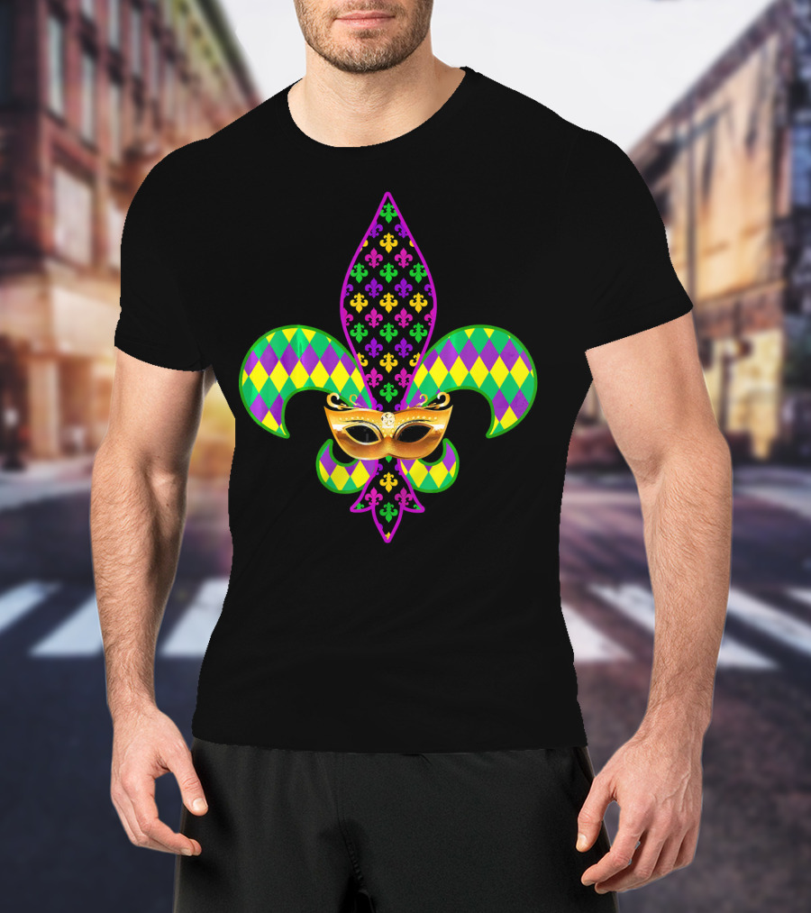 Fleur De Lis Mardi Gras Mask New Orleans T-Shirt
