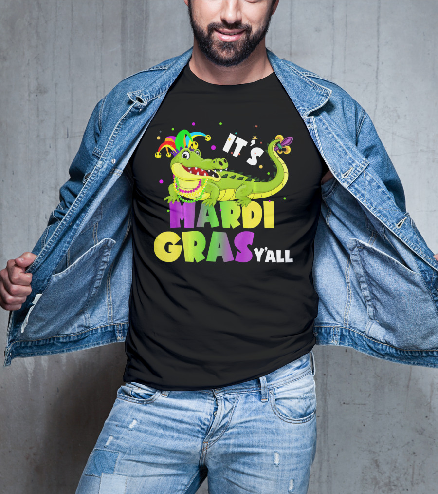 It's Mardi Gras Y'all Funny Alligator Crocodile T-Shirt