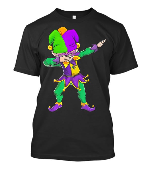 Mardi Gras Funny Dabbing Jester In Purple Green And Gold T-Shirt