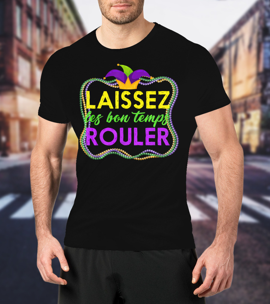 Mardi Gras Laissez Les Bon Temps Rouler Jester Hat Beads T-Shirt