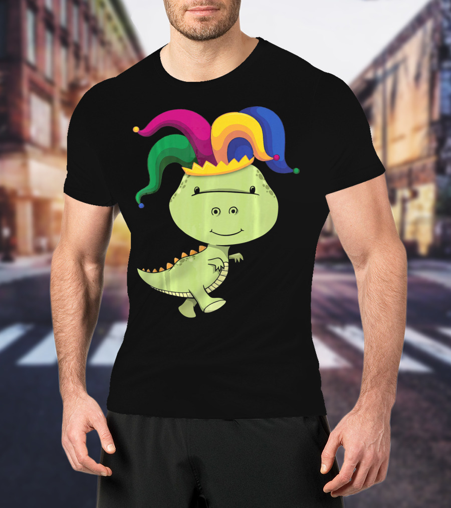 T Rex Dinosaur Jester Hat Mardi Gras T-Shirt