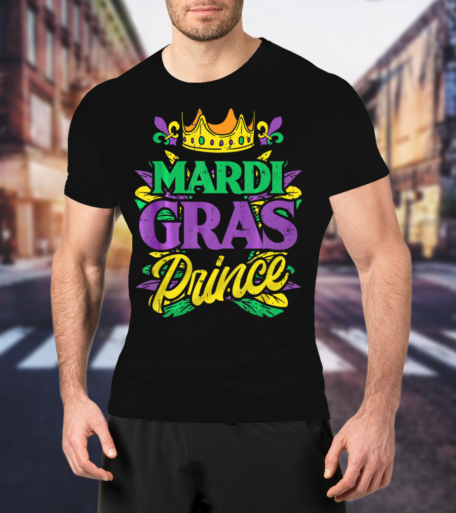Mardi Gras Prince Crown Fleur-de-Lis Funny Carni T-Shirt