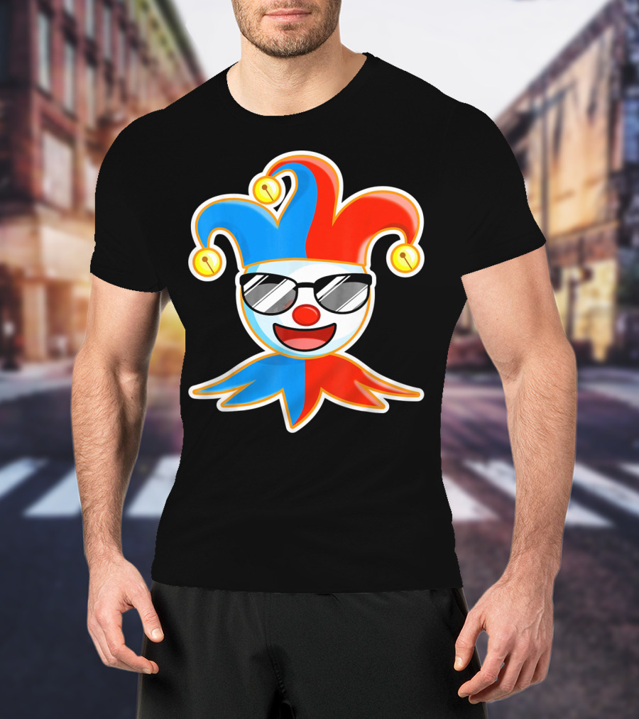 Joker Sunglasses Laughing Clown Jester Hat T-Shirt