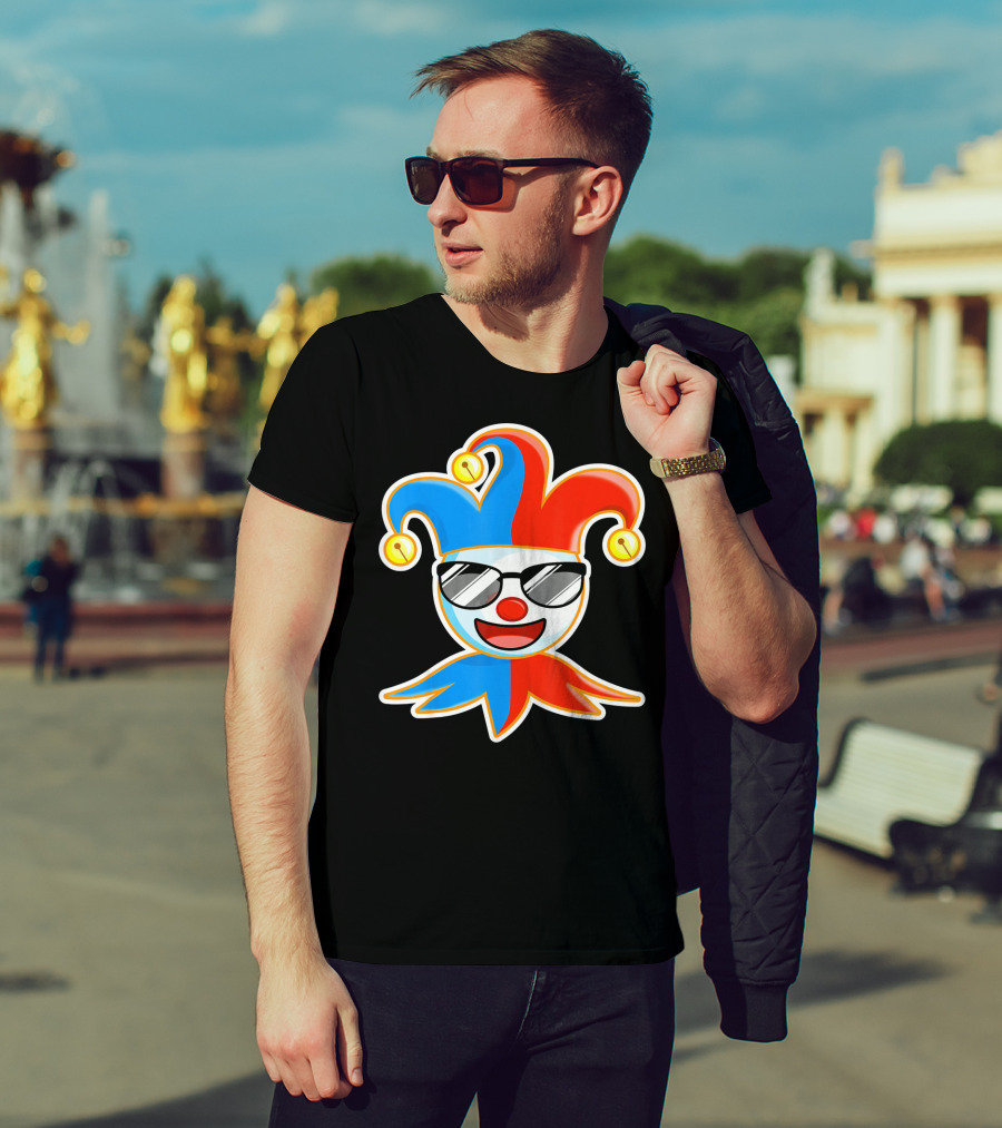 Joker Sunglasses Laughing Clown Jester Hat T-Shirt