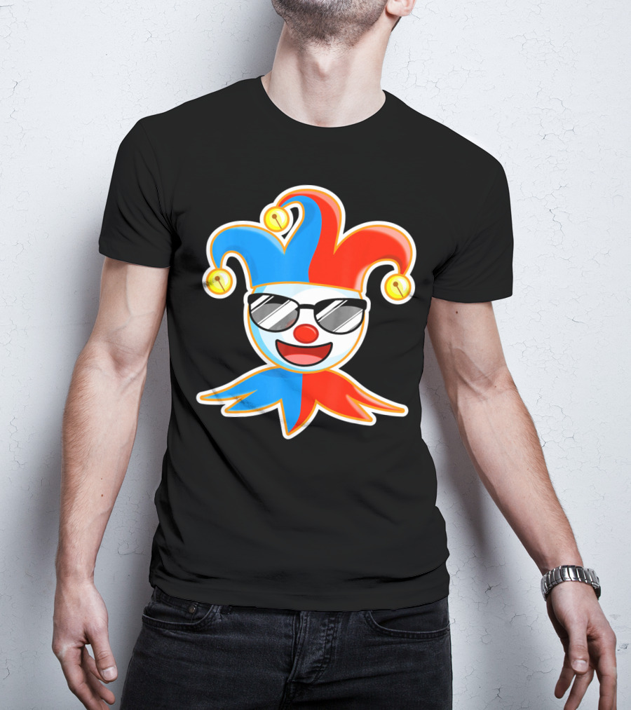 Joker Sunglasses Laughing Clown Jester Hat T-Shirt