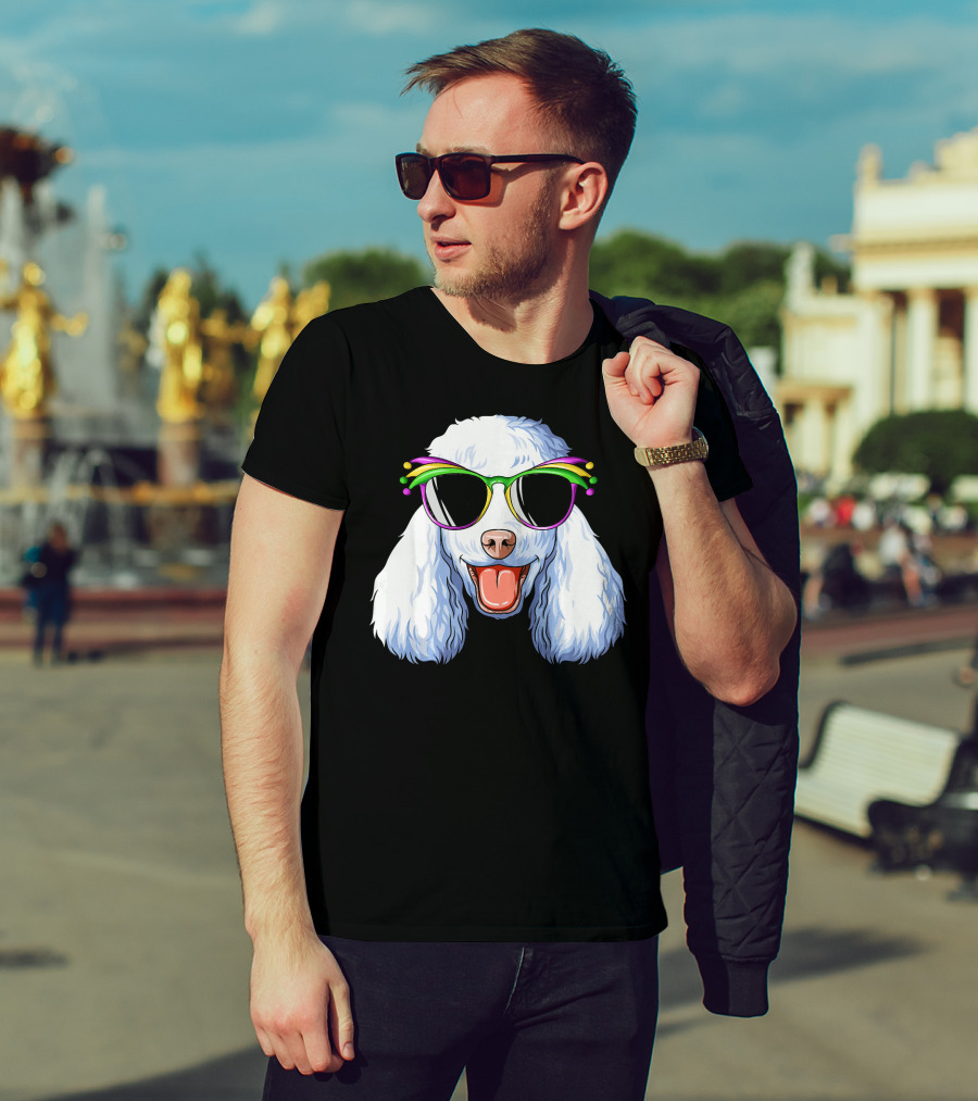 Poodle Mardi Gras Carnival Mask Sunglasses Happy Poodle T-Shirt
