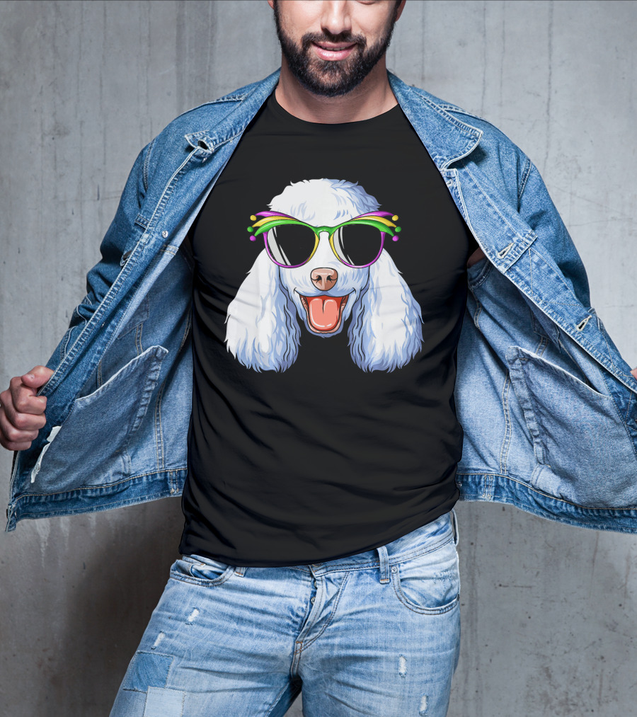Poodle Mardi Gras Carnival Mask Sunglasses Happy Poodle T-Shirt