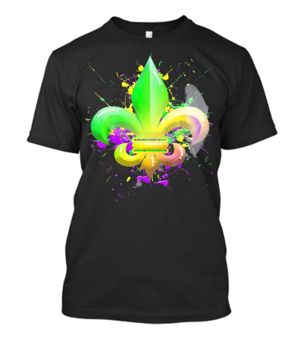 Mardi Gras Fleur De Lis Colorful Splash T-Shirt