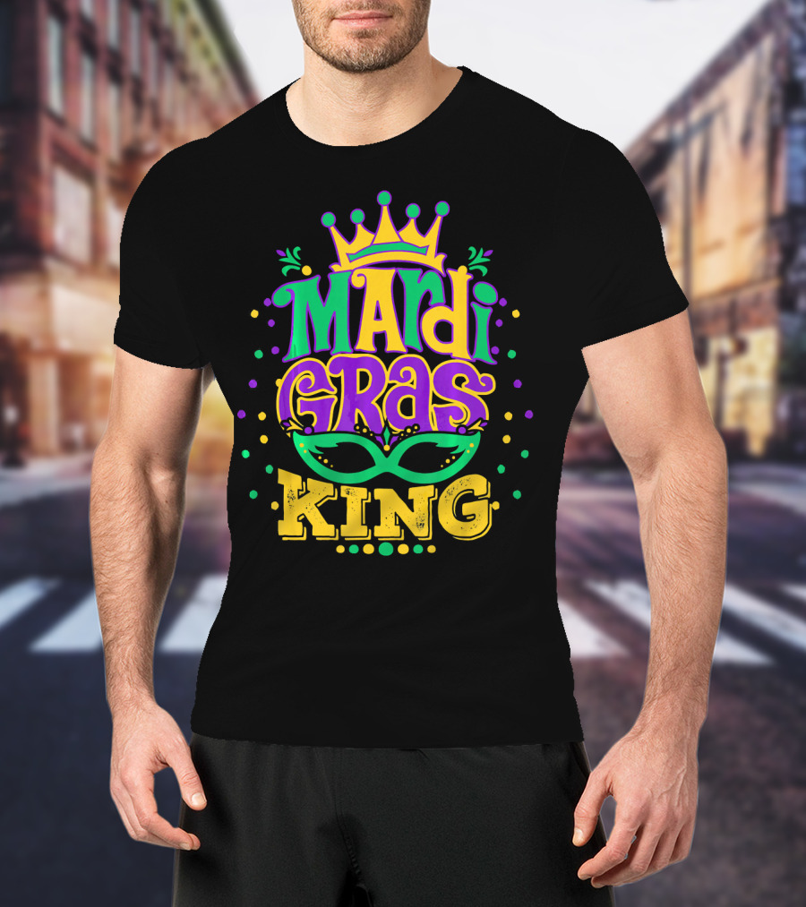 Mardi Gras King Crown Mask Confetti T-Shirt