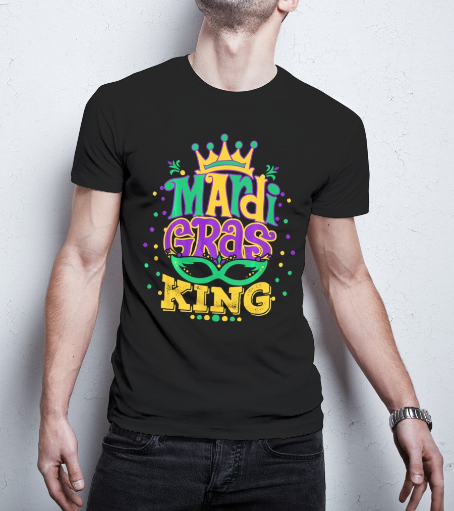 Mardi Gras King Crown Mask Confetti T-Shirt