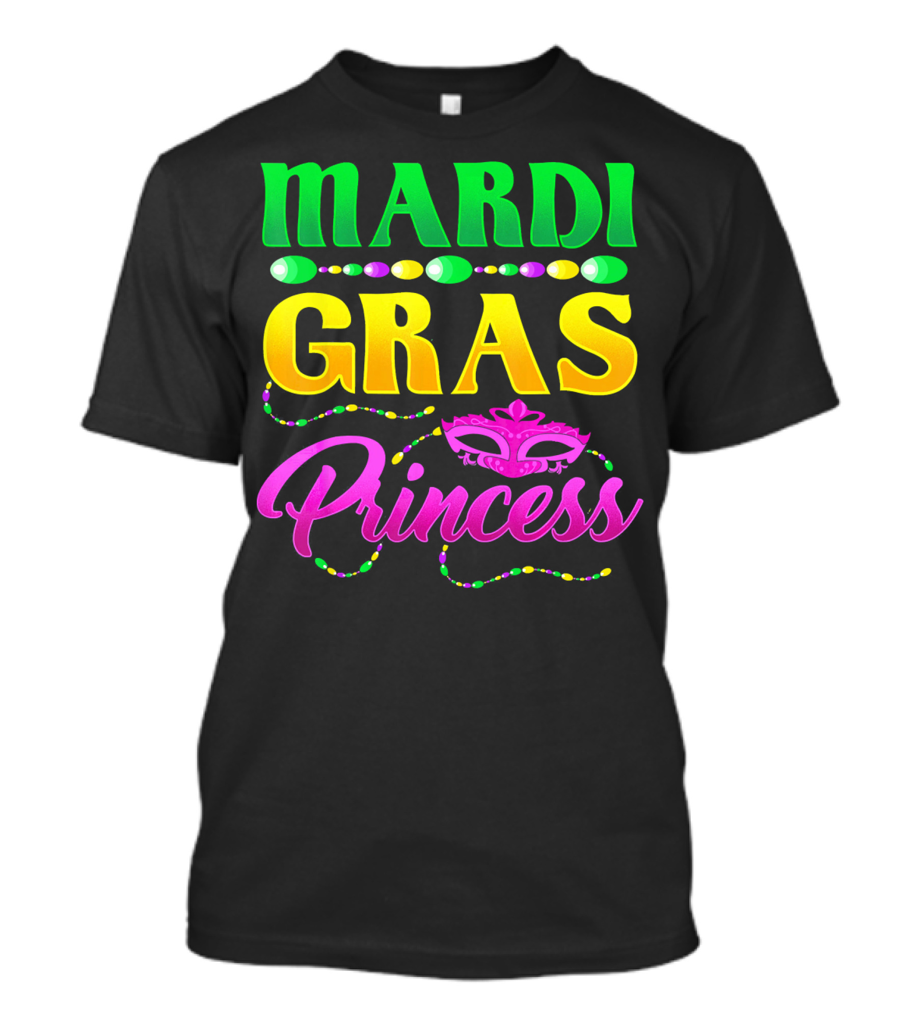 Mardi Gras Princess Cute Mask Beads T-Shirt