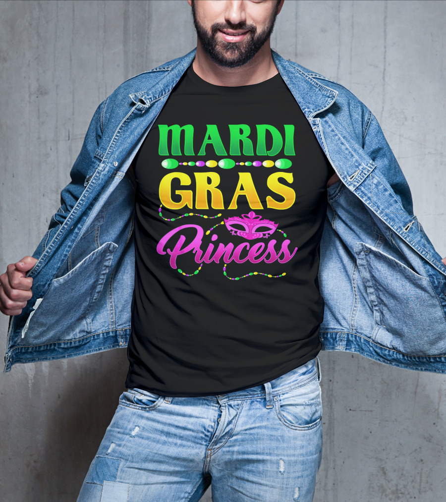Mardi Gras Princess Cute Mask Beads T-Shirt