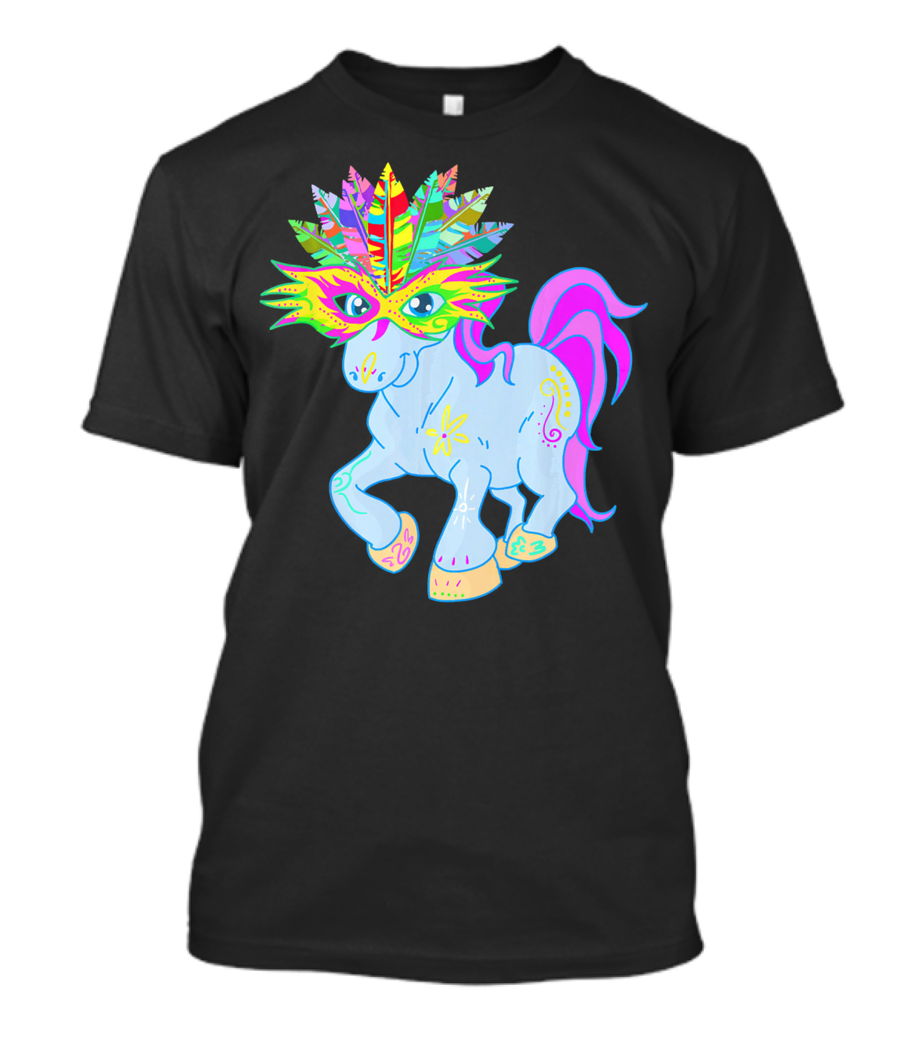 Mardi Gras Unicorn Mask Shrove Tuesday Horse T-Shirt