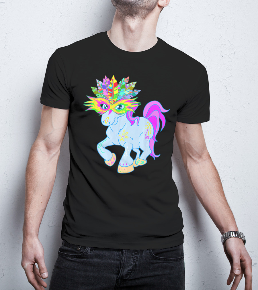 Mardi Gras Unicorn Mask Shrove Tuesday Horse T-Shirt