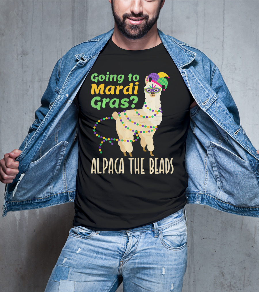 Going To Mardi Gras Alpaca The Beads T-Shirt