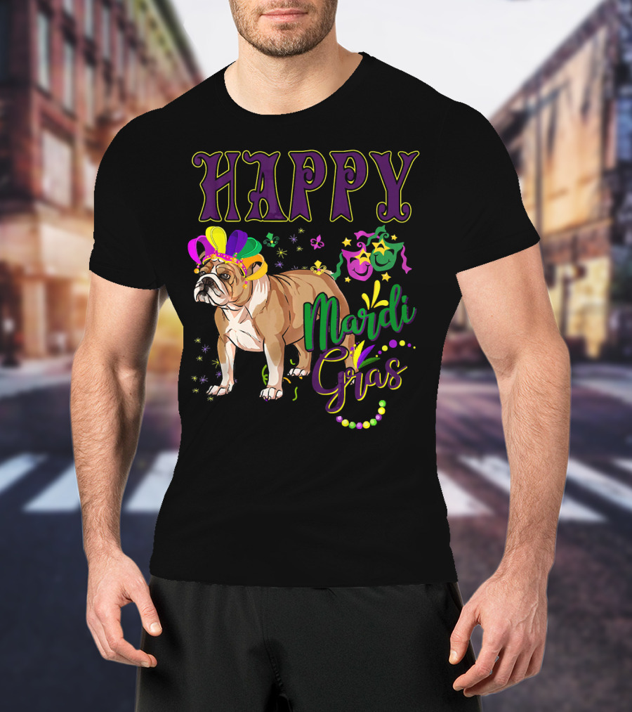 Happy Mardi Gras English Bulldog T-Shirt