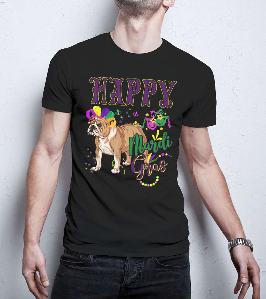 Happy Mardi Gras English Bulldog T-Shirt