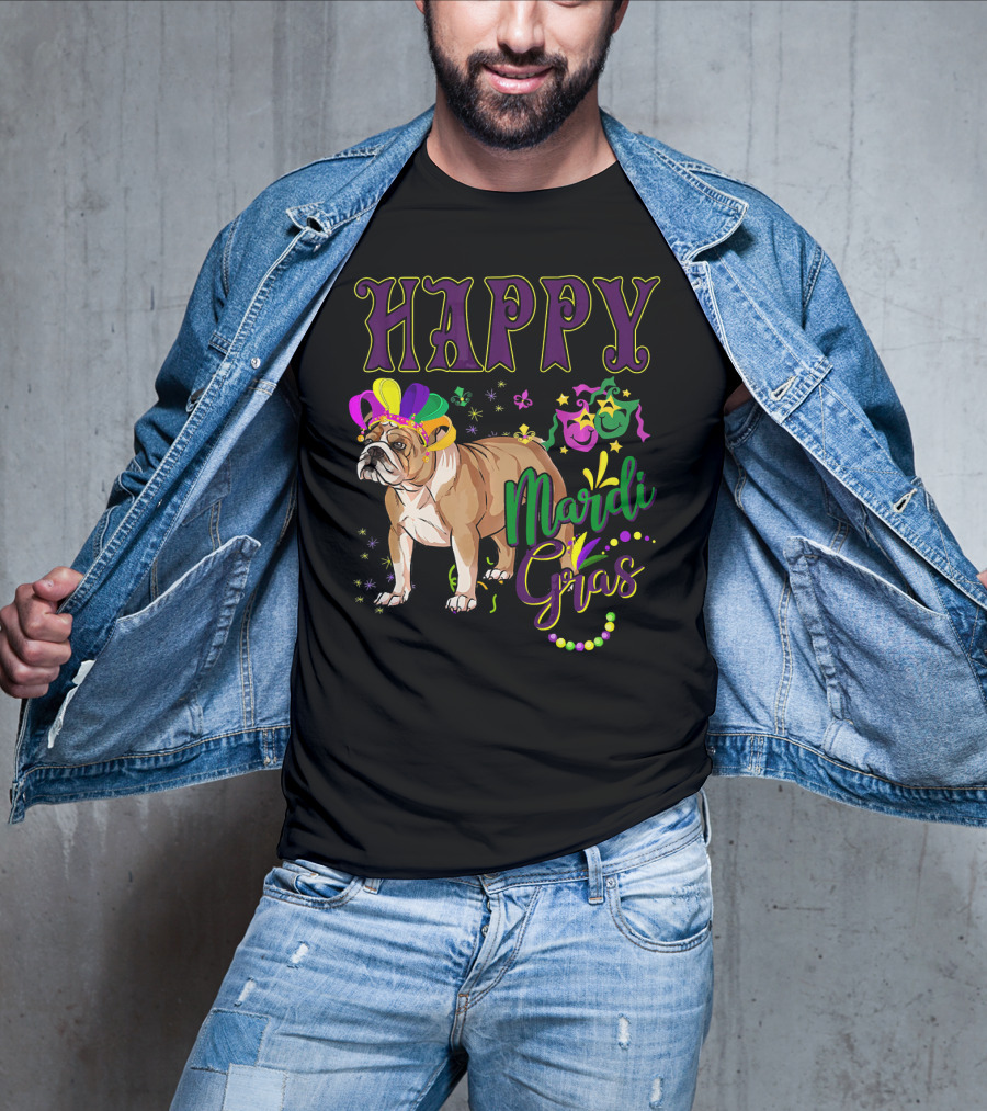Happy Mardi Gras English Bulldog T-Shirt