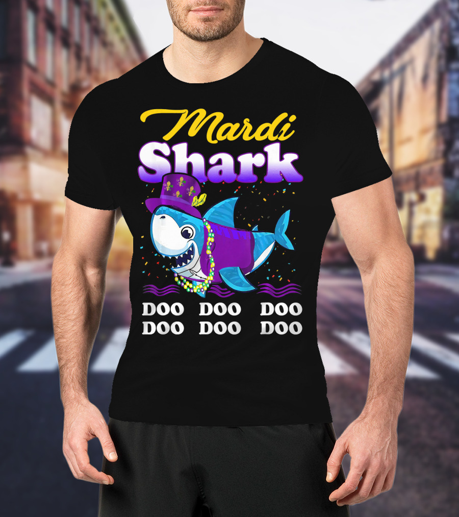 Mardi Shark Doo Doo Doo Doo Funny Mardi Gras T-Shirt