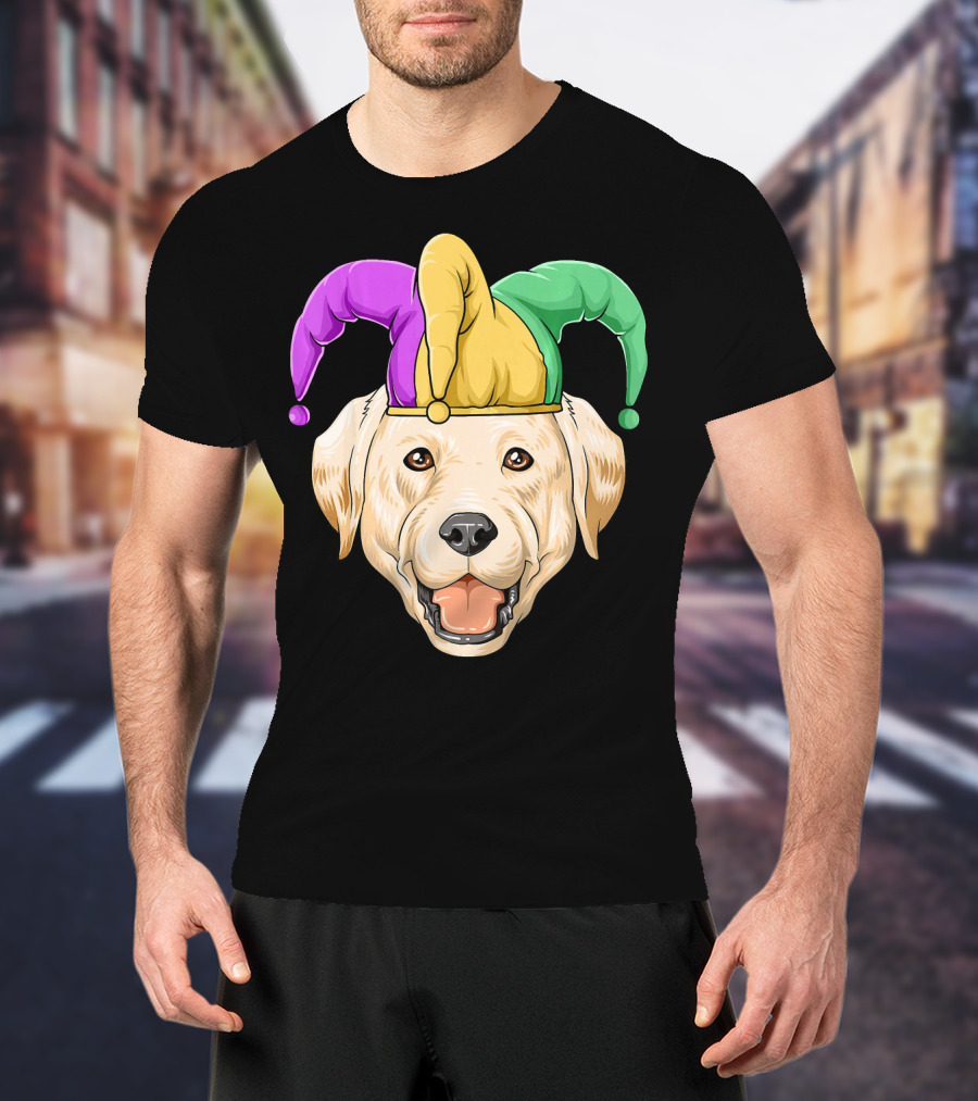 Mardi Gras Labrador In Jester Hat Carnival T-Shirt