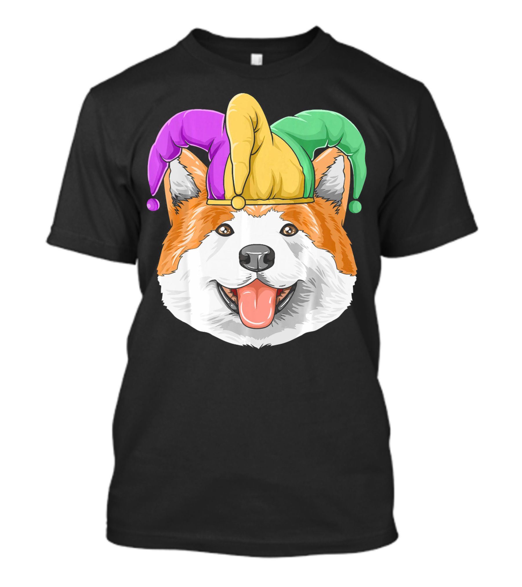 Mardi Gras Akita Jester Hat Carnival Akita T-Shirt