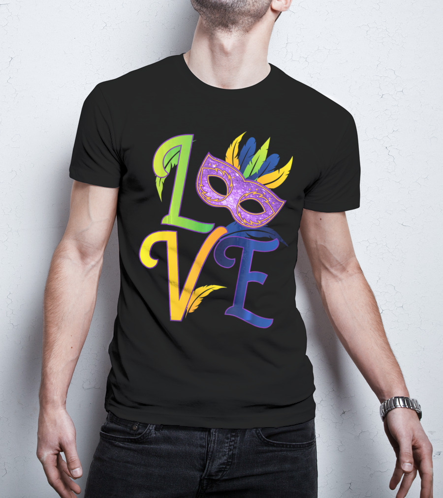 Love Mardi Gras Mask Honor New Orleans T-Shirt
