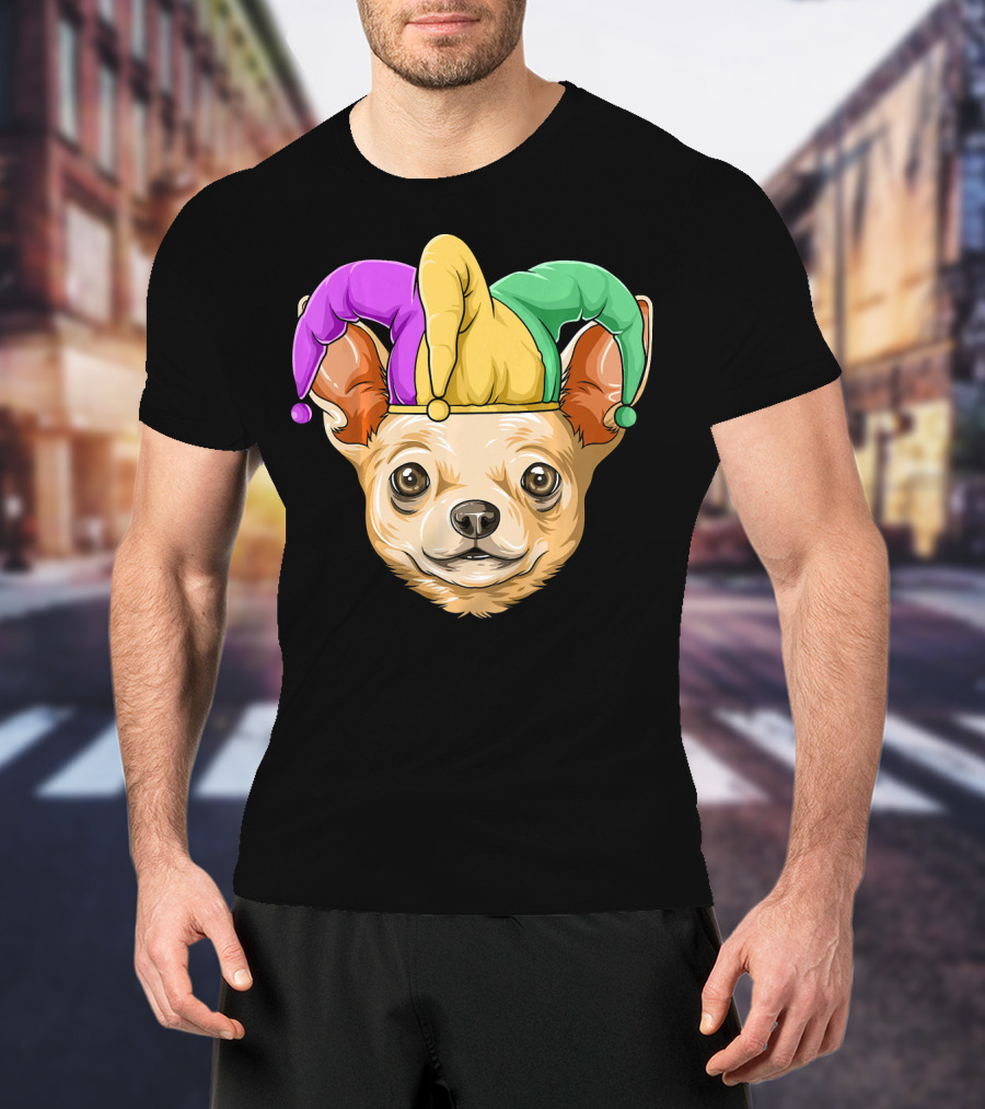 Mardi Gras Chihuahua Jester Hat Festival Carnival Dog T-Shirt