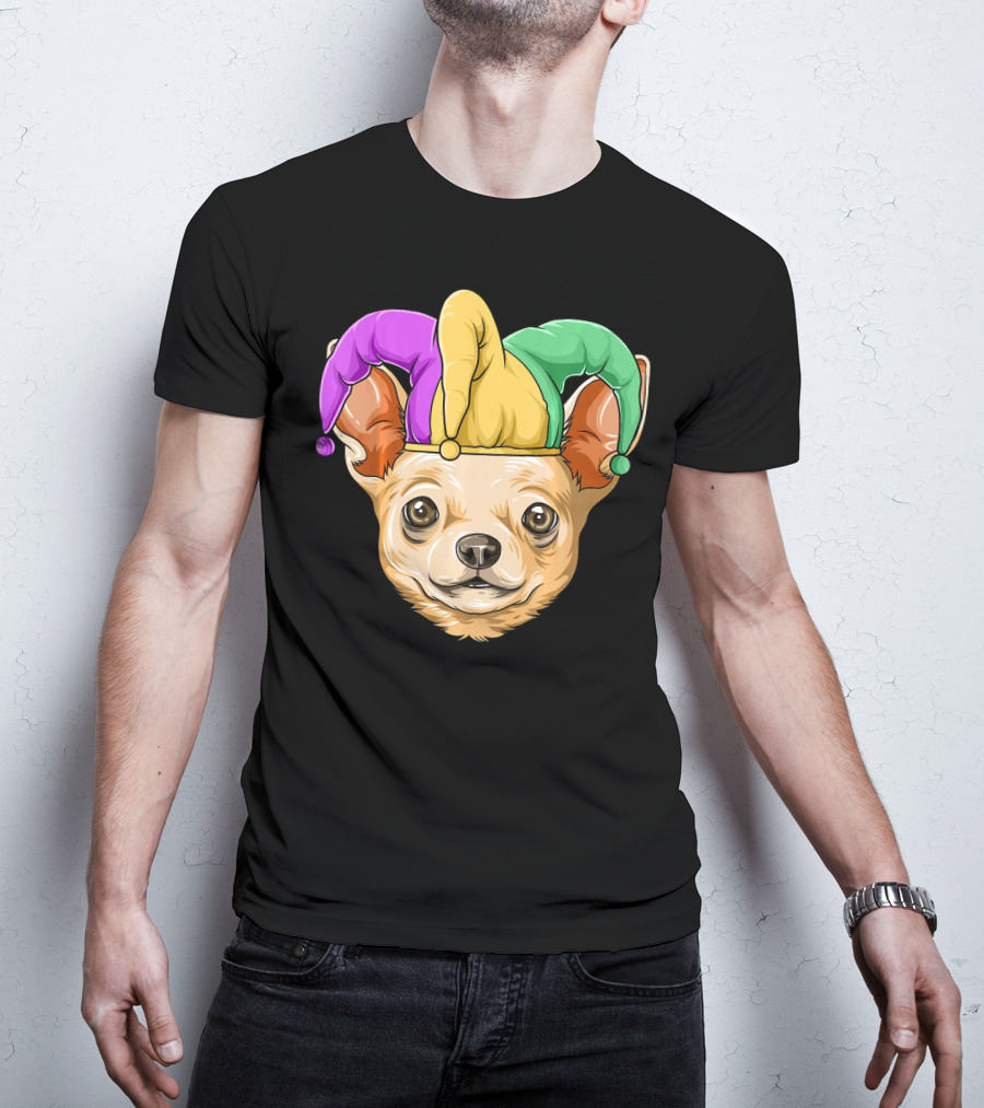 Mardi Gras Chihuahua Jester Hat Festival Carnival Dog T-Shirt