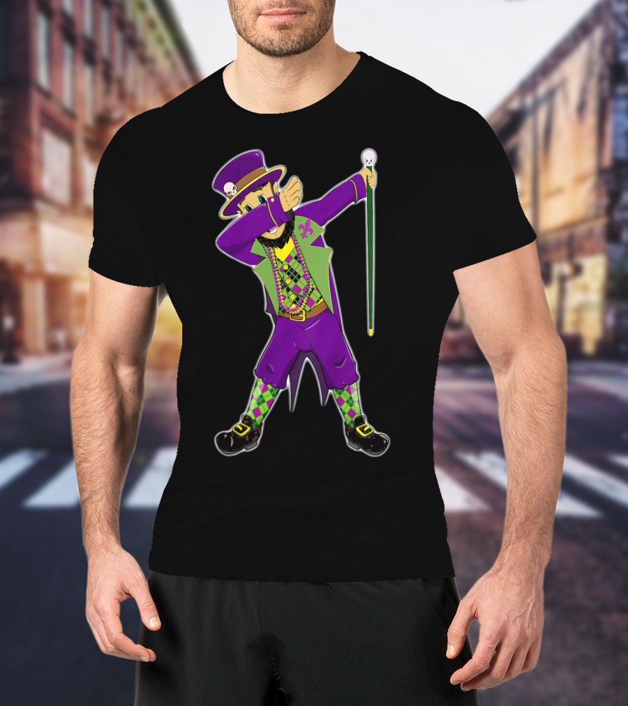 Kids Mardi Gras Jester Dabbing Colorful Costume T-Shirt