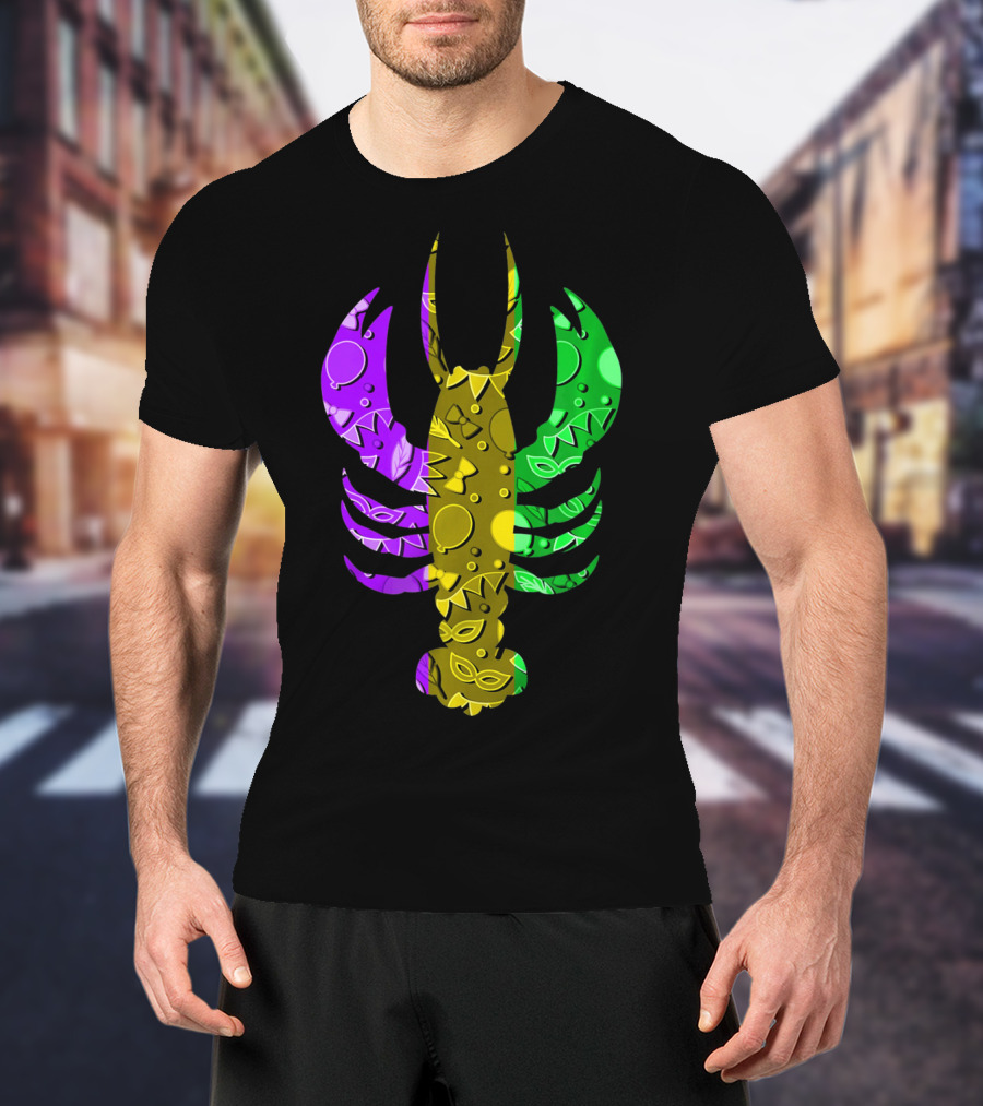 Crawfish Fleur De Lis Mardi Gras T-Shirt