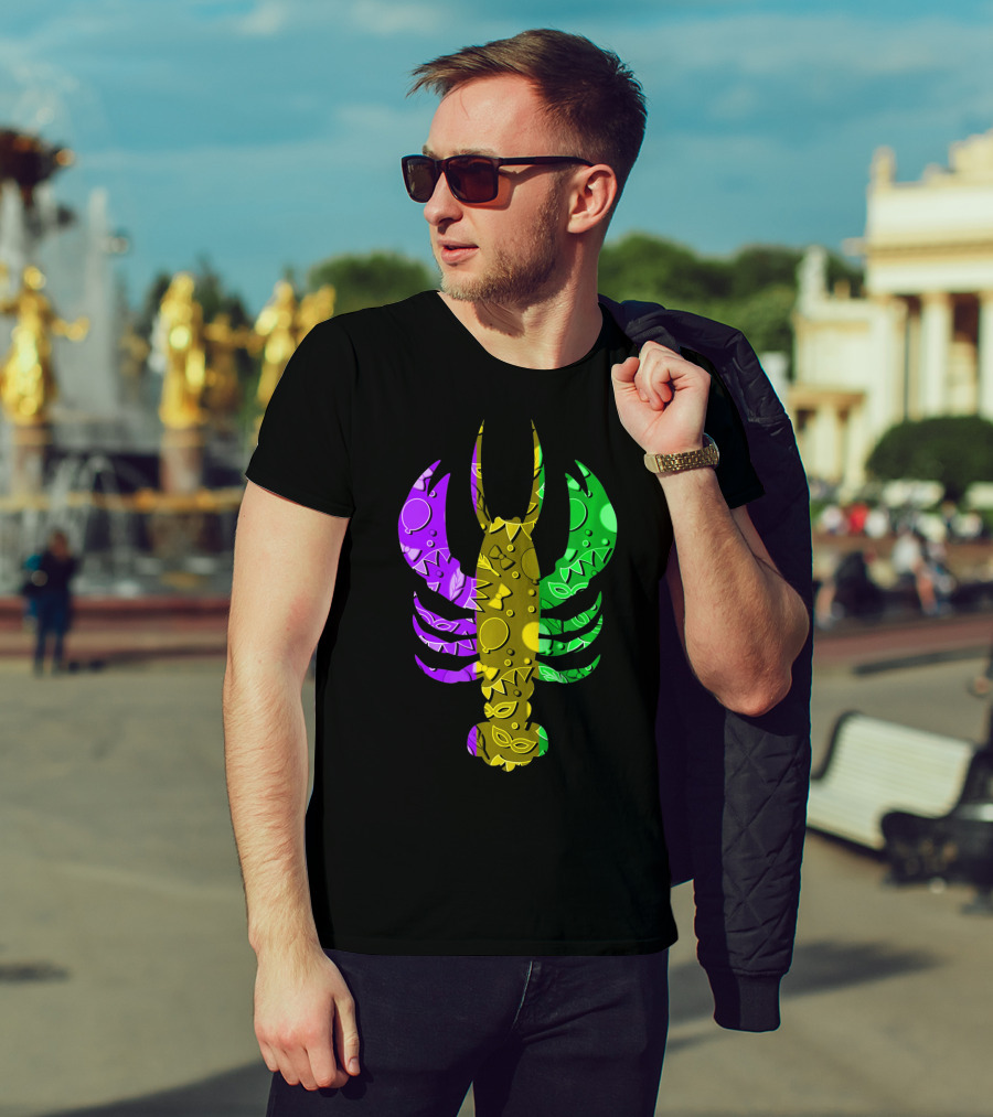 Crawfish Fleur De Lis Mardi Gras T-Shirt