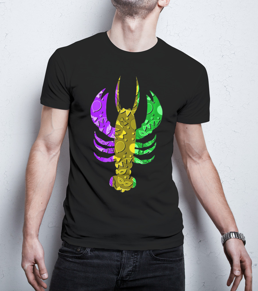 Crawfish Fleur De Lis Mardi Gras T-Shirt