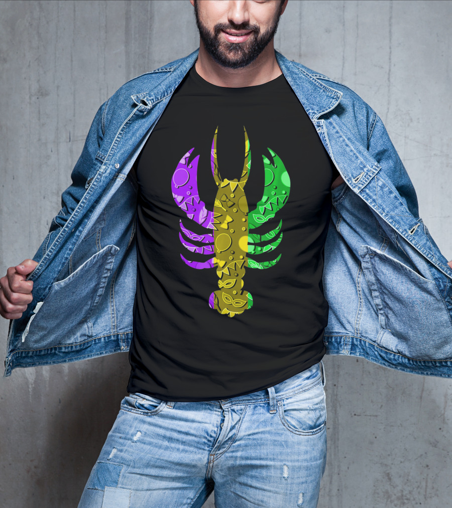 Crawfish Fleur De Lis Mardi Gras T-Shirt