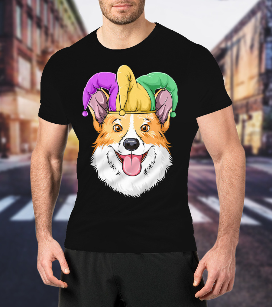 Mardi Gras Corgi Jester Hat Corgi Carnival T-Shirt