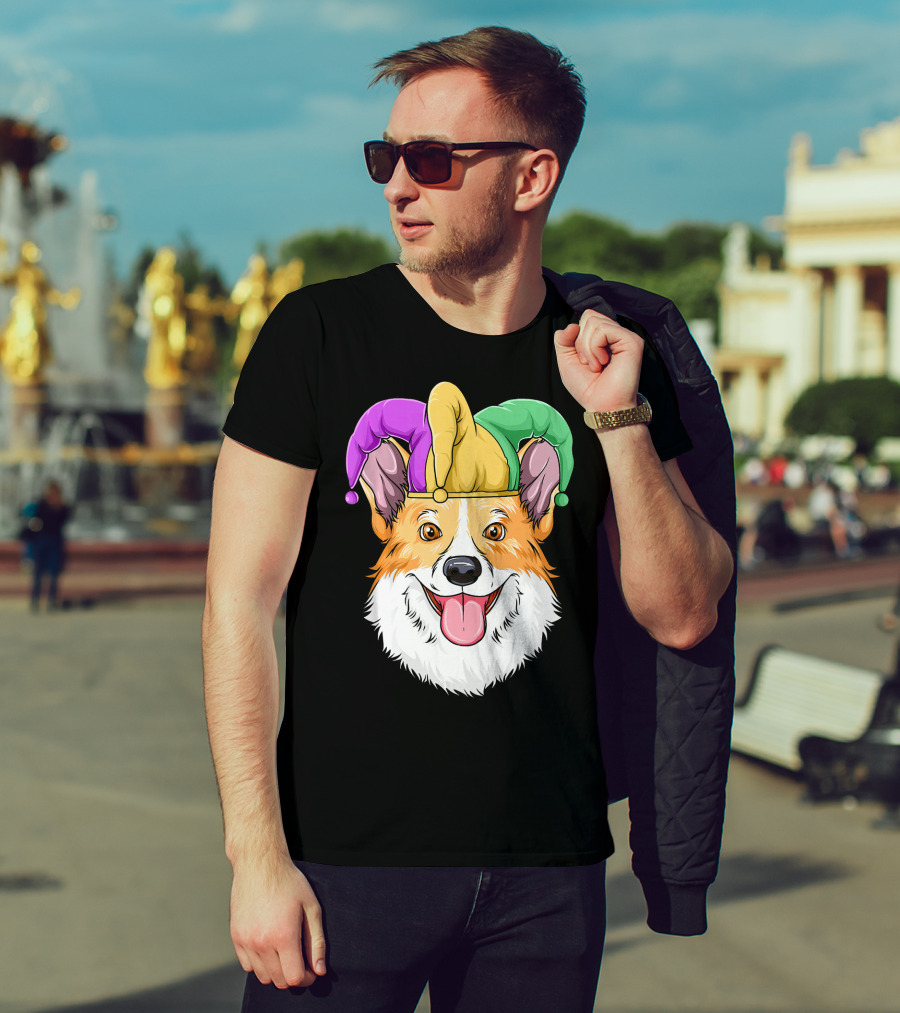 Mardi Gras Corgi Jester Hat Corgi Carnival T-Shirt