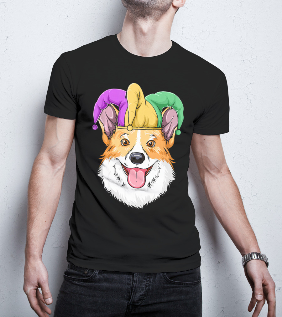 Mardi Gras Corgi Jester Hat Corgi Carnival T-Shirt