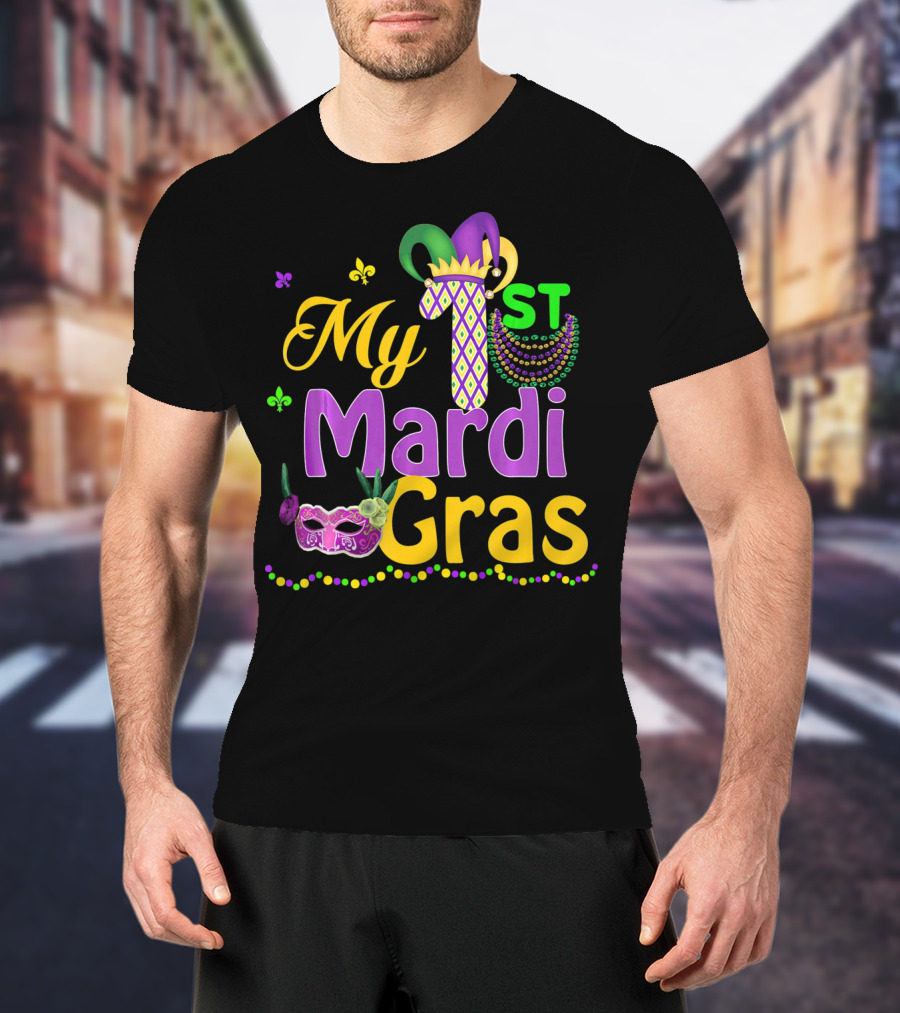 My 1st Mardi Gras Mask Beads Celebratory T-Shirt