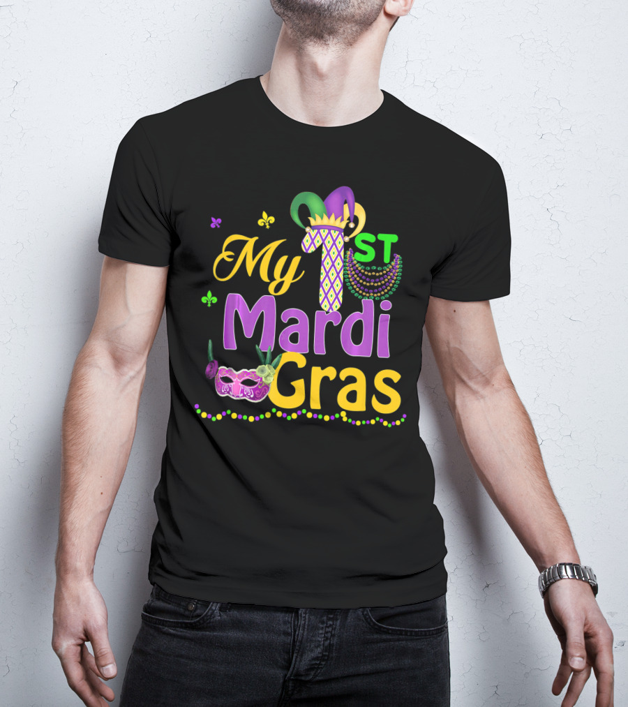 My 1st Mardi Gras Mask Beads Celebratory T-Shirt