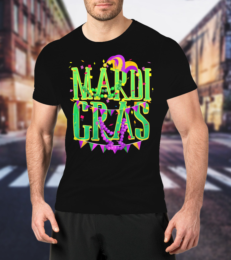 Mardi Gras Festive Beads And Party Hat T-Shirt