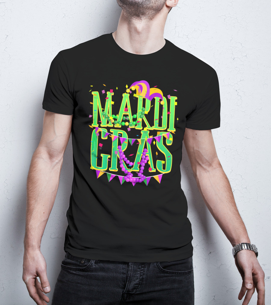 Mardi Gras Festive Beads And Party Hat T-Shirt